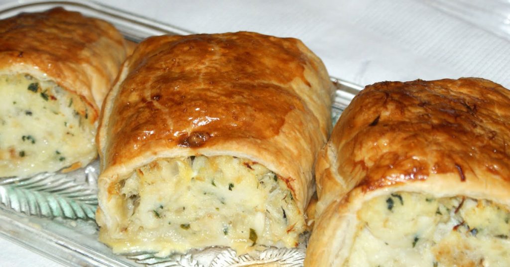 folhados de bacalhau com broa