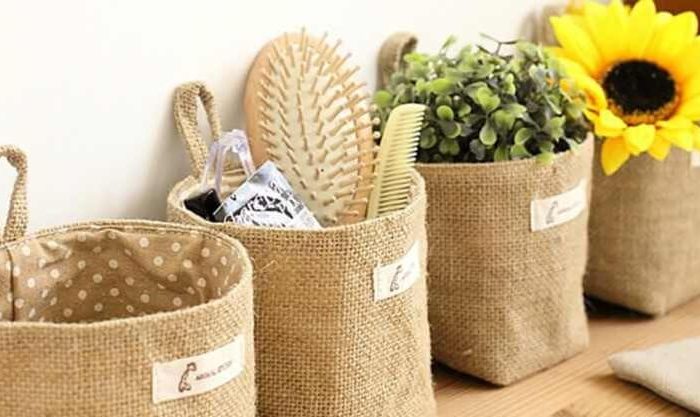 Cesto de juta para decorar a casa