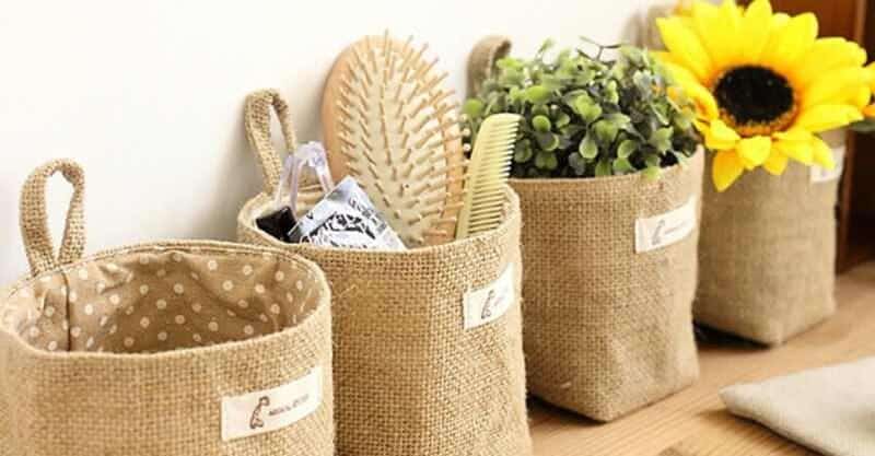 Cesto de juta para decorar a casa