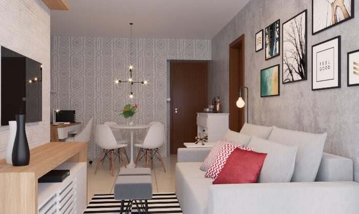 Casa decorada com produtos de lojas online de decoração