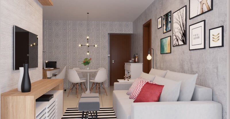 Casa decorada com produtos de lojas online de decoração