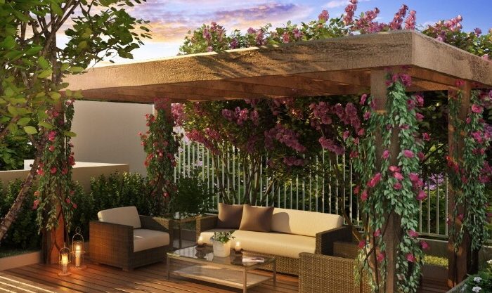 Pérgolas com flores