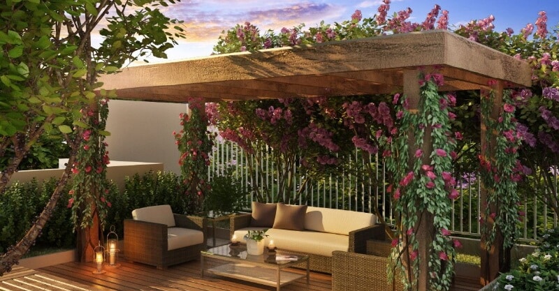 Pérgolas com flores