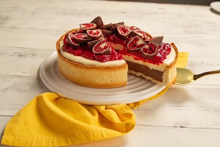 torta de chocolate e framboesa